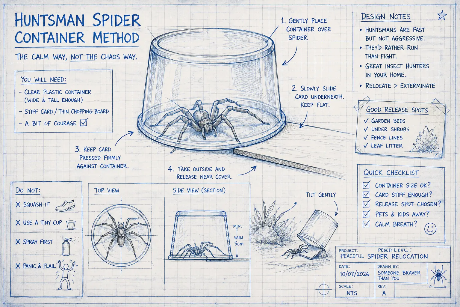 Huntsman Spider Survival Guide for Plastic Container Panic